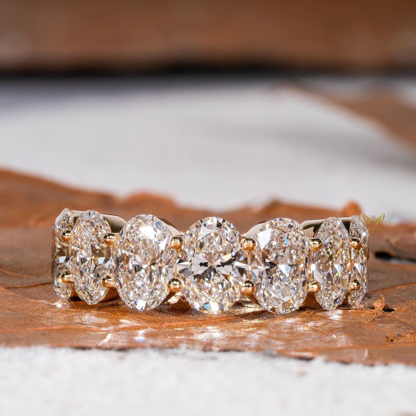7 stone Oval Lab Diamond Band â€“ Half Eternity Wedding Ring