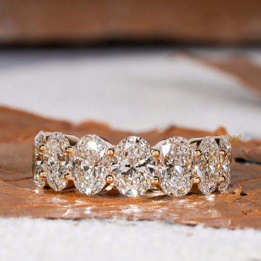 7 stone Oval Lab Diamond Band â€“ Half Eternity Wedding Ring