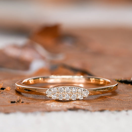 14K Gold Pave Lab Diamond Tiny Signet Ring