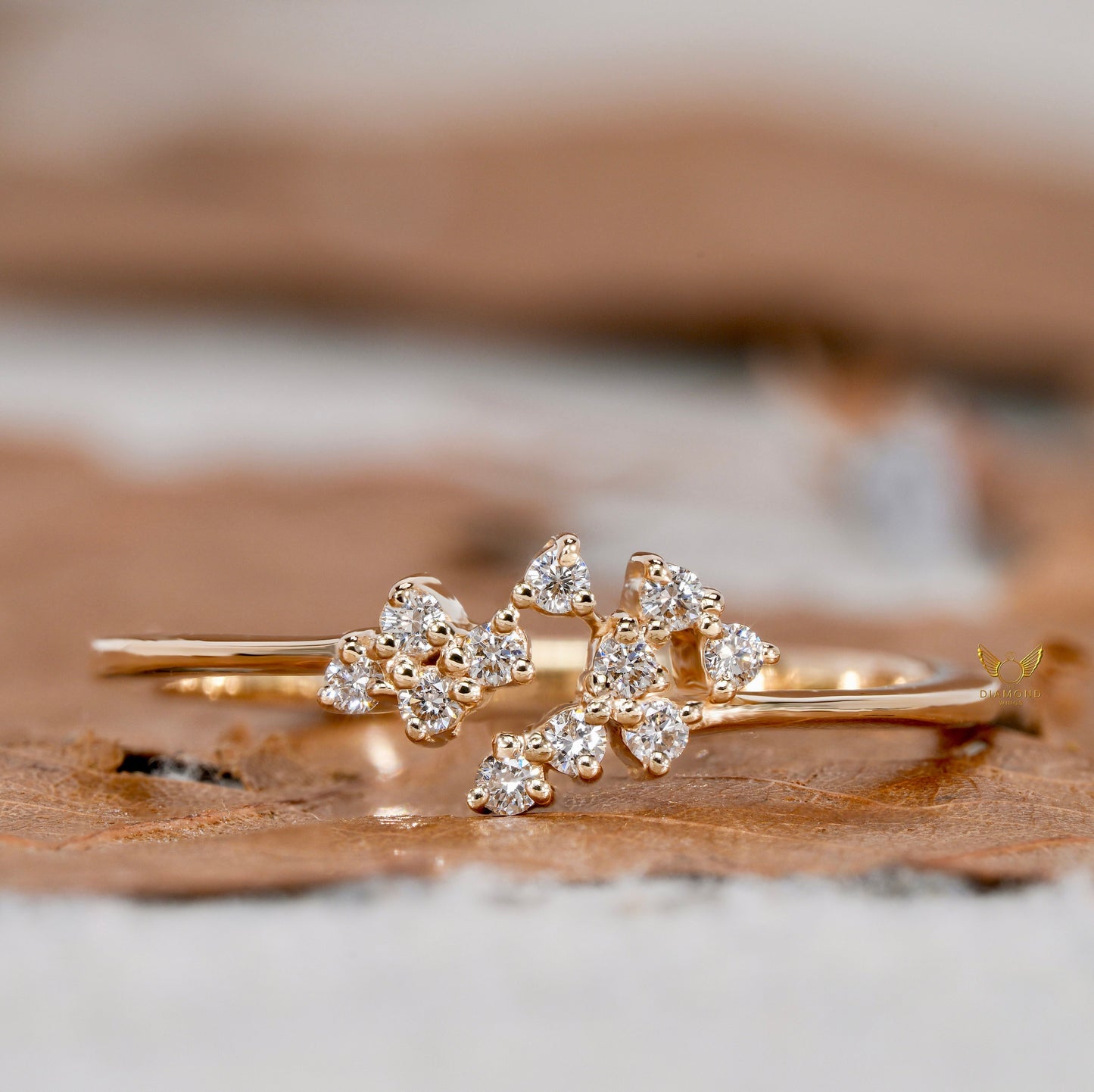 14K Gold Lab Diamond Tiny Cluster Stacking Ring
