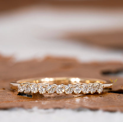 14K Gold Lab Grown Diamond Half Eternity Wedding Band