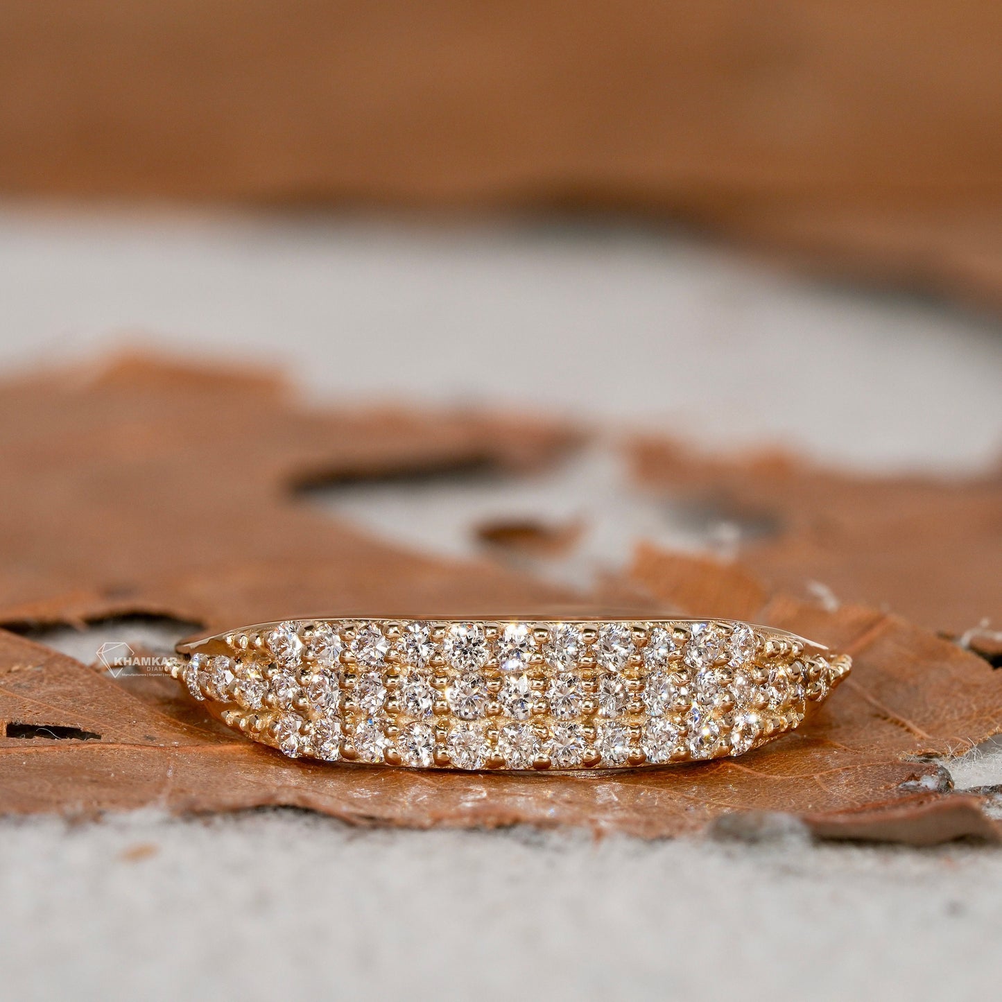 14K Gold Minimalist Pinky Ring | Pave Diamond Anniversary Gift