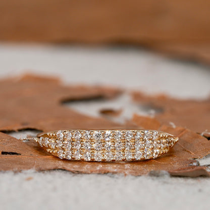 14K Gold Minimalist Pinky Ring | Pave Diamond Anniversary Gift