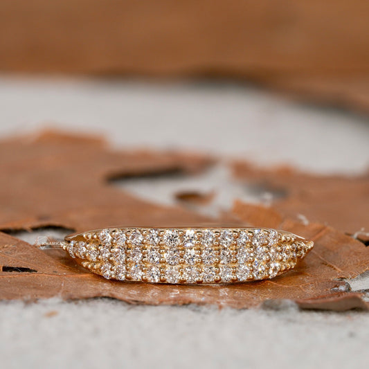 14K Gold Minimalist Pinky Ring | Pave Diamond Anniversary Gift