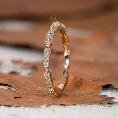 14K Gold Lab Diamond Full Eternity Pave Wedding Band