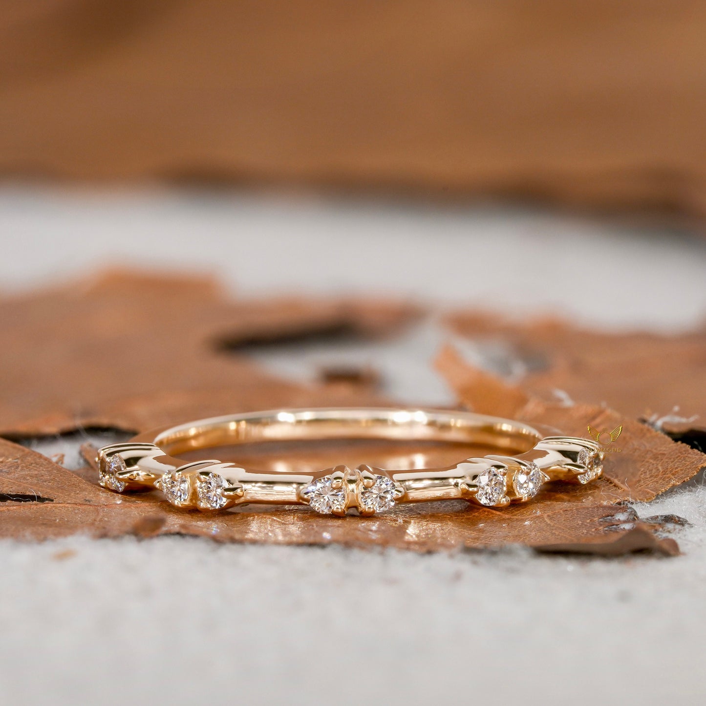 Round Lab Diamond Bubble Band – 14K Gold Stackable Ring