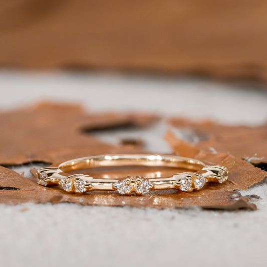 Round Lab Diamond Bubble Band – 14K Gold Stackable Ring