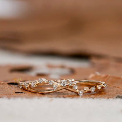 Lab Diamond Crossover Ring 14K Gold, Pave X Stacking Band
