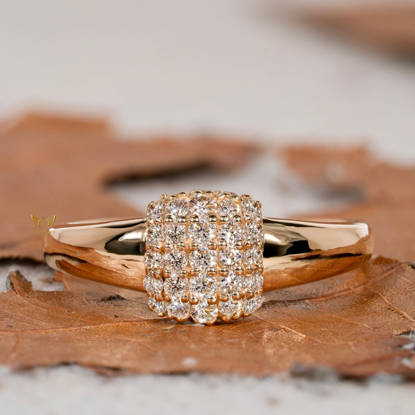 Lab Grown Diamond Signet Ring – 14K Gold Pave Minimal Ring