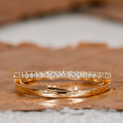 Lab Diamond Double Band Ring – 14K Gold Minimal Half Eternity Ring