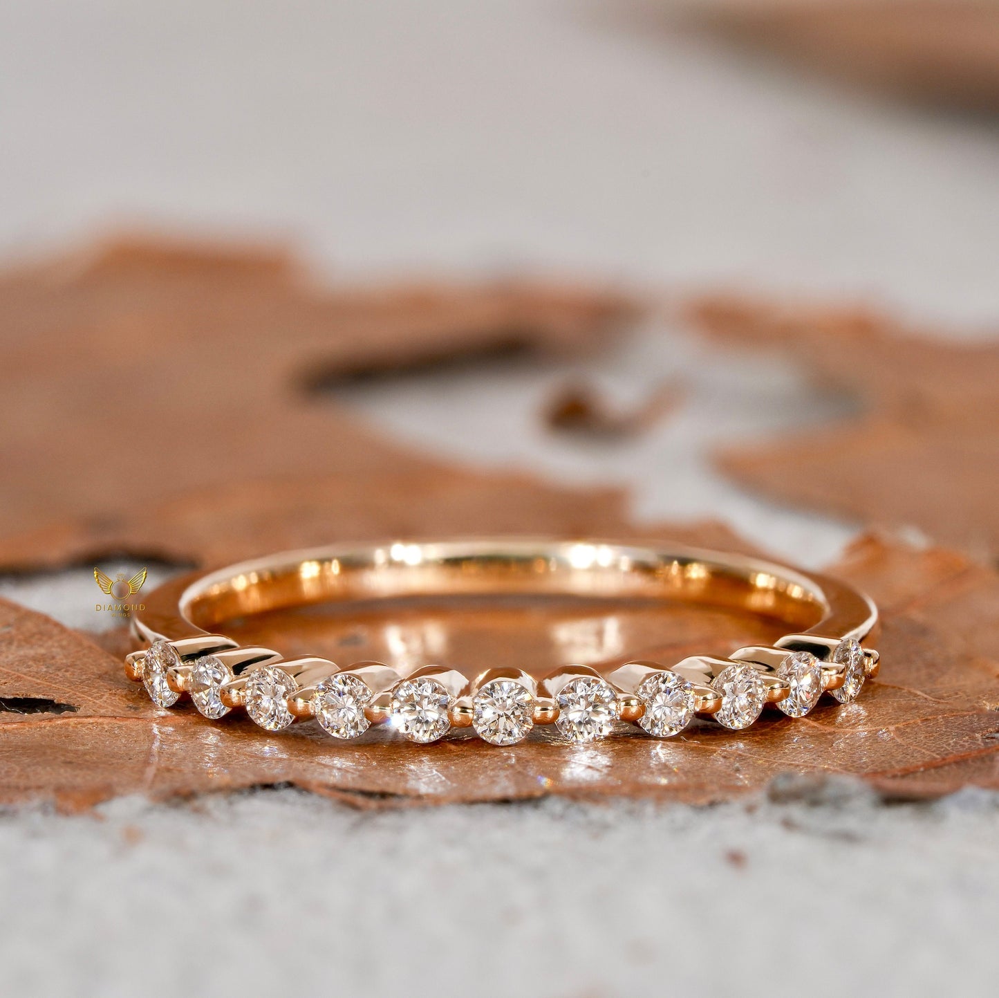 14K Gold Lab Diamond Pave Floating Wedding Ring