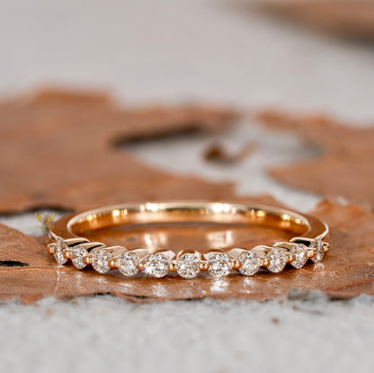 14K Gold Lab Diamond Pave Floating Wedding Ring