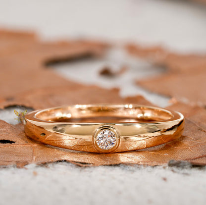 14K Gold Lab Grown Diamond Bezel Engagement Ring