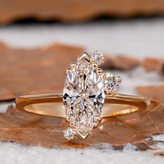 1.00CT Marquise Lab Diamond Cluster Ring, Engagement/Wedding Gift