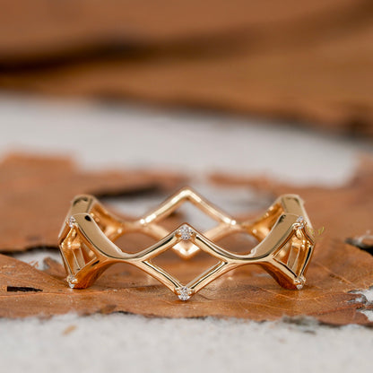 14K Gold Lab Grown Diamond Criss Cross X Ring