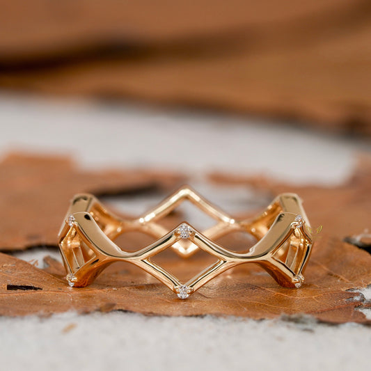 14K Gold Lab Grown Diamond Criss Cross X Ring