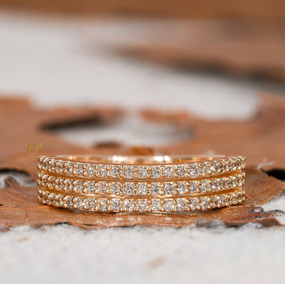 Lab Diamond Micro Pave Bold Band Ring |Wedding Anniversary Ring
