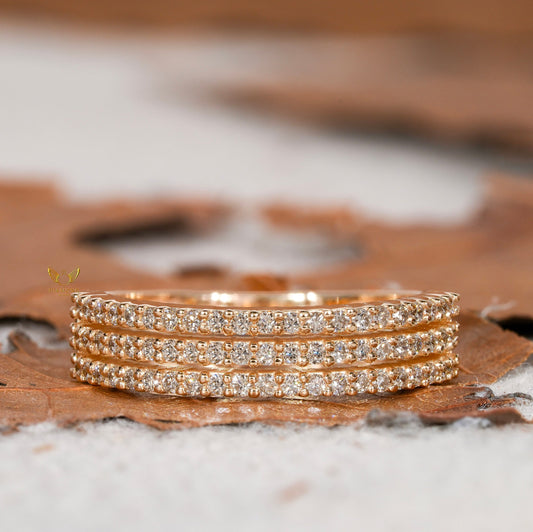 Lab Diamond Micro Pave Bold Band Ring |Wedding Anniversary Ring