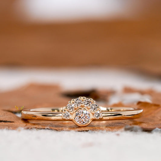 Minimal Bezel Set Diamond Ring – 14K Gold Promise Ring