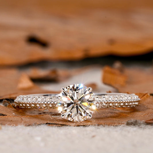 1CT Knife Edge Pave Lab Diamond Ring