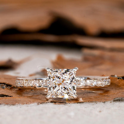 1.00CT Princess Cut Lab Diamond Ring, Channel Set Proposal Ring, IGI Certified