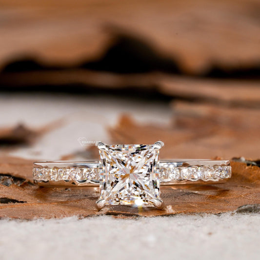 1.00CT Princess Cut Lab Diamond Ring, Channel Set Proposal Ring, IGI Certified