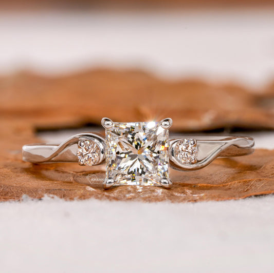 0.75CT Princess Engagement Ring,Lab Created Wedding Ring,Trilogy Diamond Ring,White Gold Ring For Women,Graduation gifts