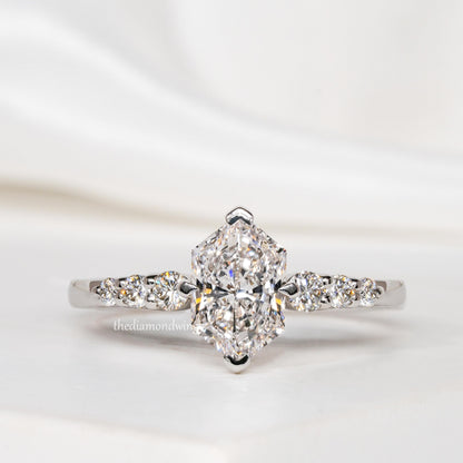 Marquise Cut Lab Grown Diamond Engagement & Wedding Ring