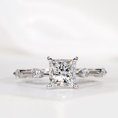 1.00 Ct Princess Cut Lab Grown Diamond Engagement & Wedding Ring