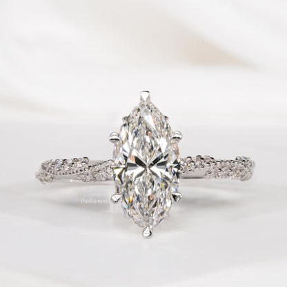 IGI Certified Marquise Cut Lab Diamond Engagement Ring