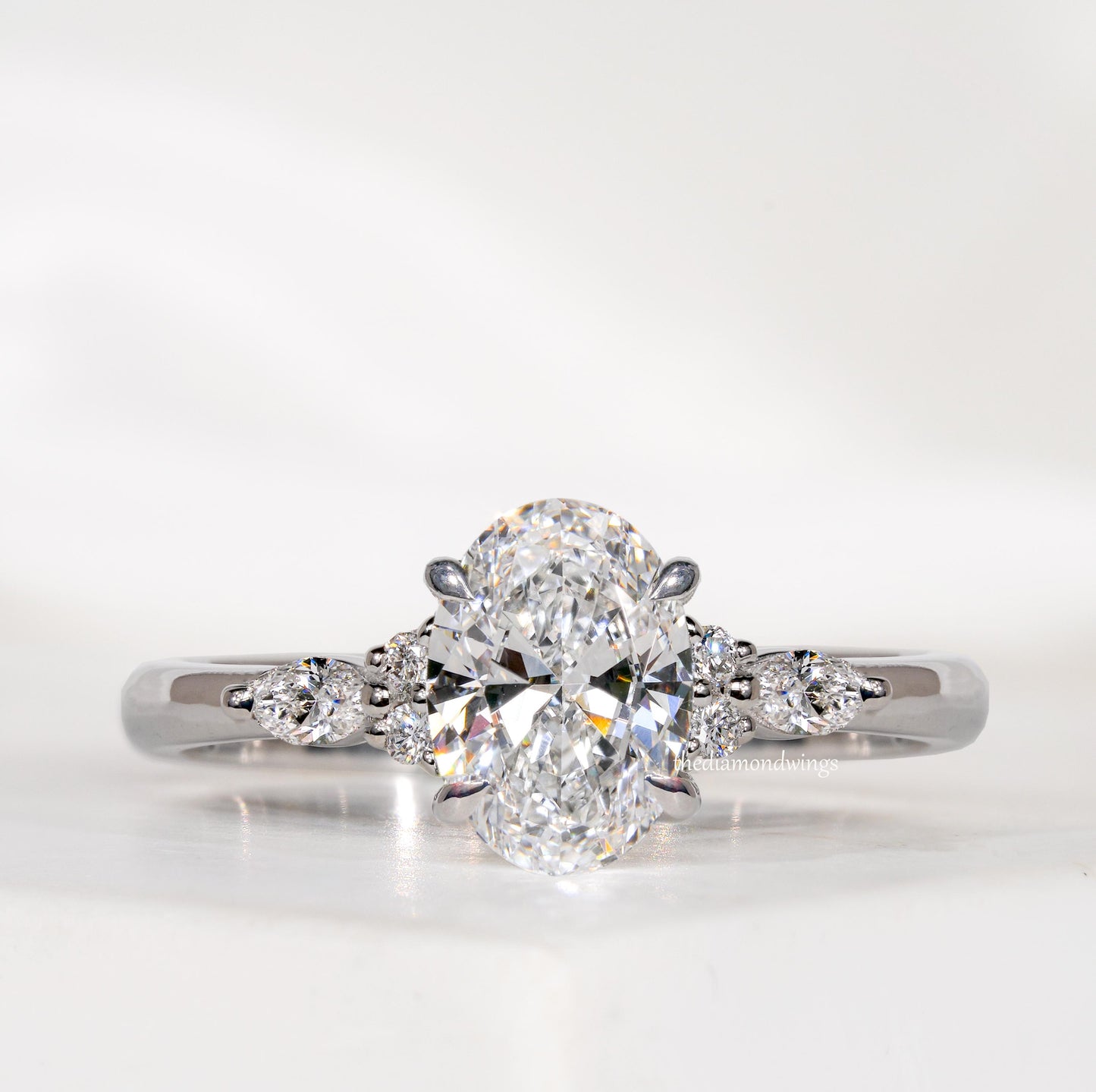 Oval Cut Lab Grown Diamond Engagement Ring in 14K White Gold