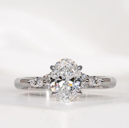 Oval Cut Lab Grown Diamond Engagement Ring in 14K White Gold