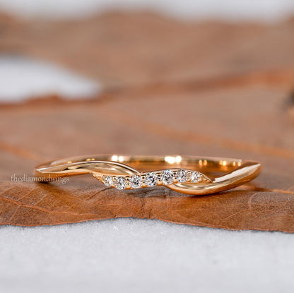 Minimalist Lab Grown Diamond Wave Stacking Ring