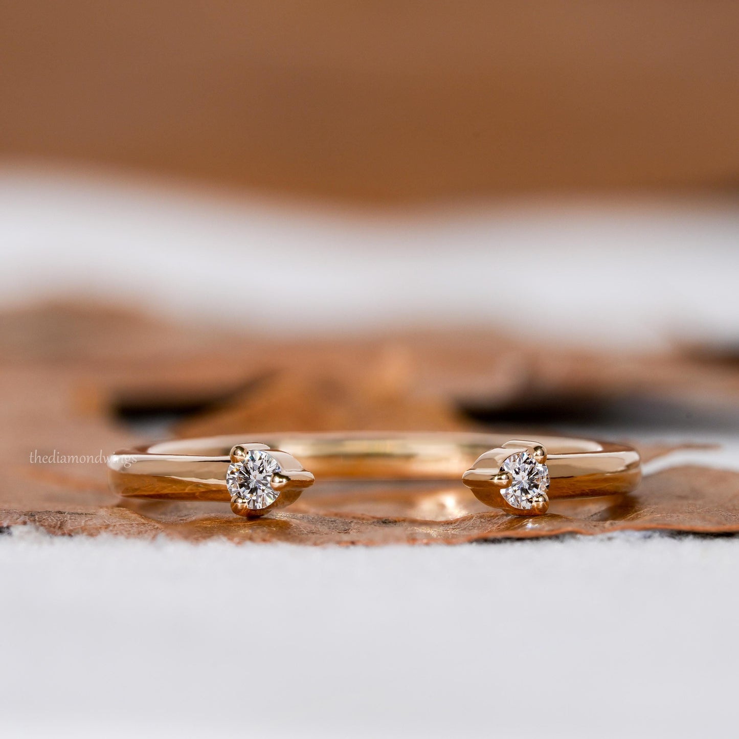Lab Diamond Open Ring – 14K Gold Minimal Cuff Band