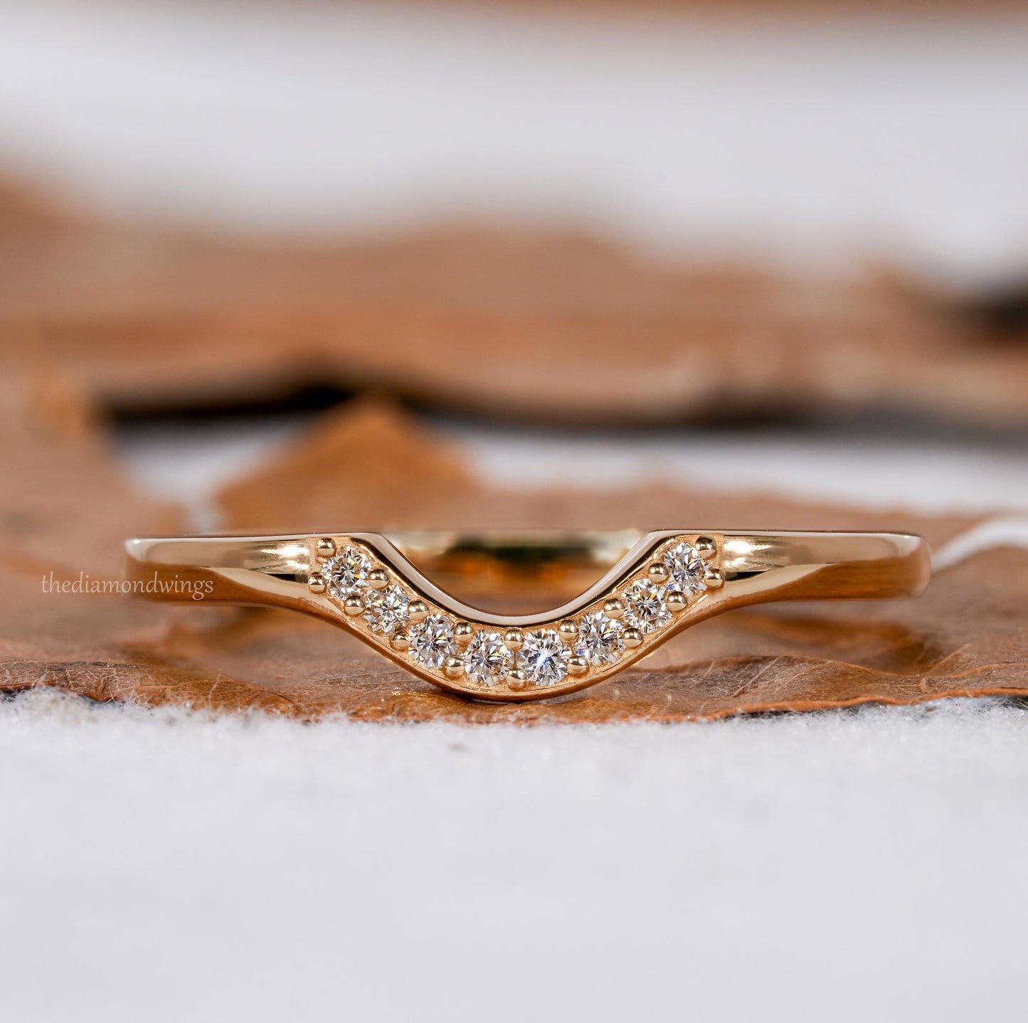 Curved Lab grown  Diamond Nesting Wedding Band