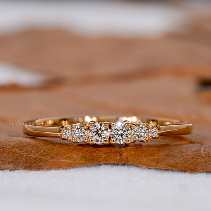 Round Lab Grown Diamond Minimalist Stackable Wedding Band