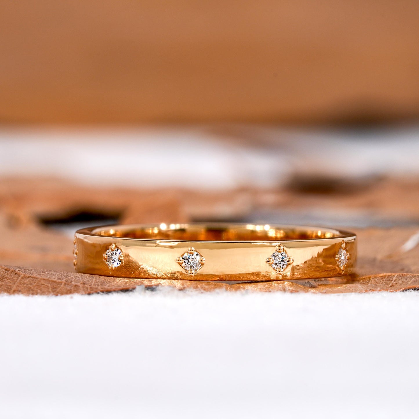 Round Lab Diamond Wedding Band, 14K Yellow Gold Stacking Ring