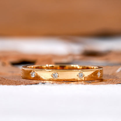 Round Lab Diamond Wedding Band, 14K Yellow Gold Stacking Ring