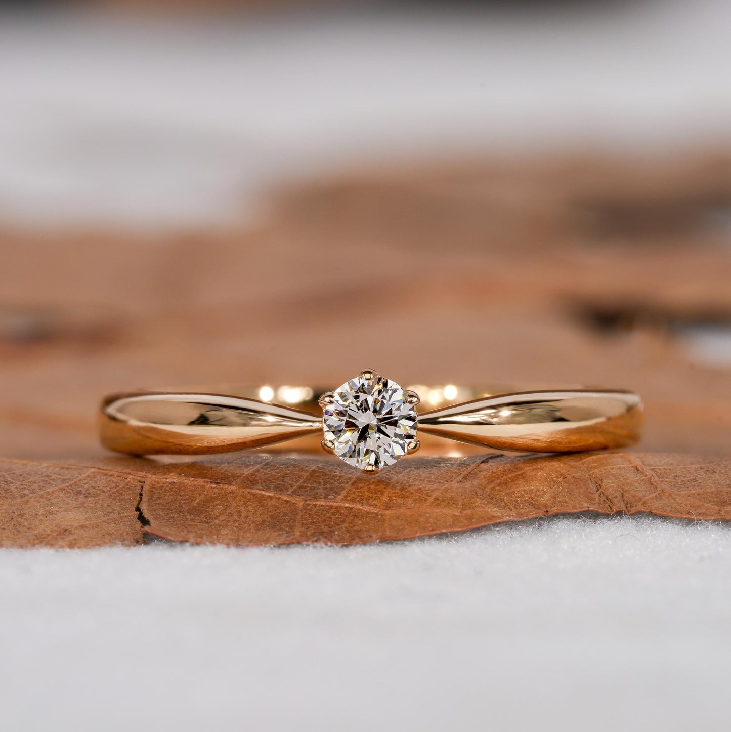 Round Lab Diamond Solitaire Ring-14K Gold