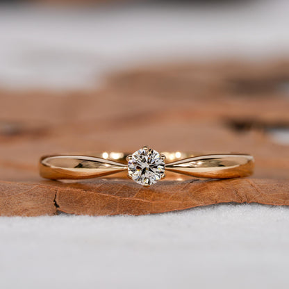 Round Lab Diamond Solitaire Ring-14K Gold