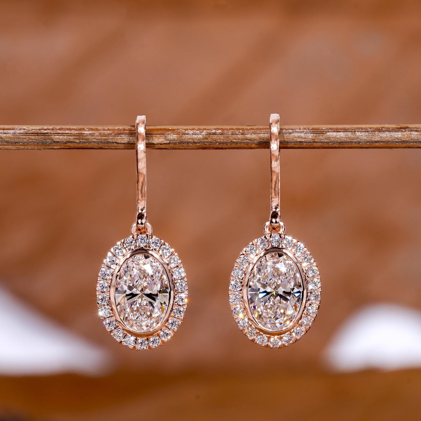 1 CT Oval Cut Lab Diamond Halo Drop Earrings for Her