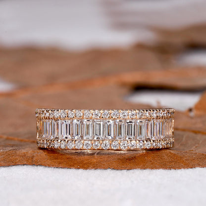 Baguette Lab Diamond Eternity Band – 14K Gold Stackable Ring