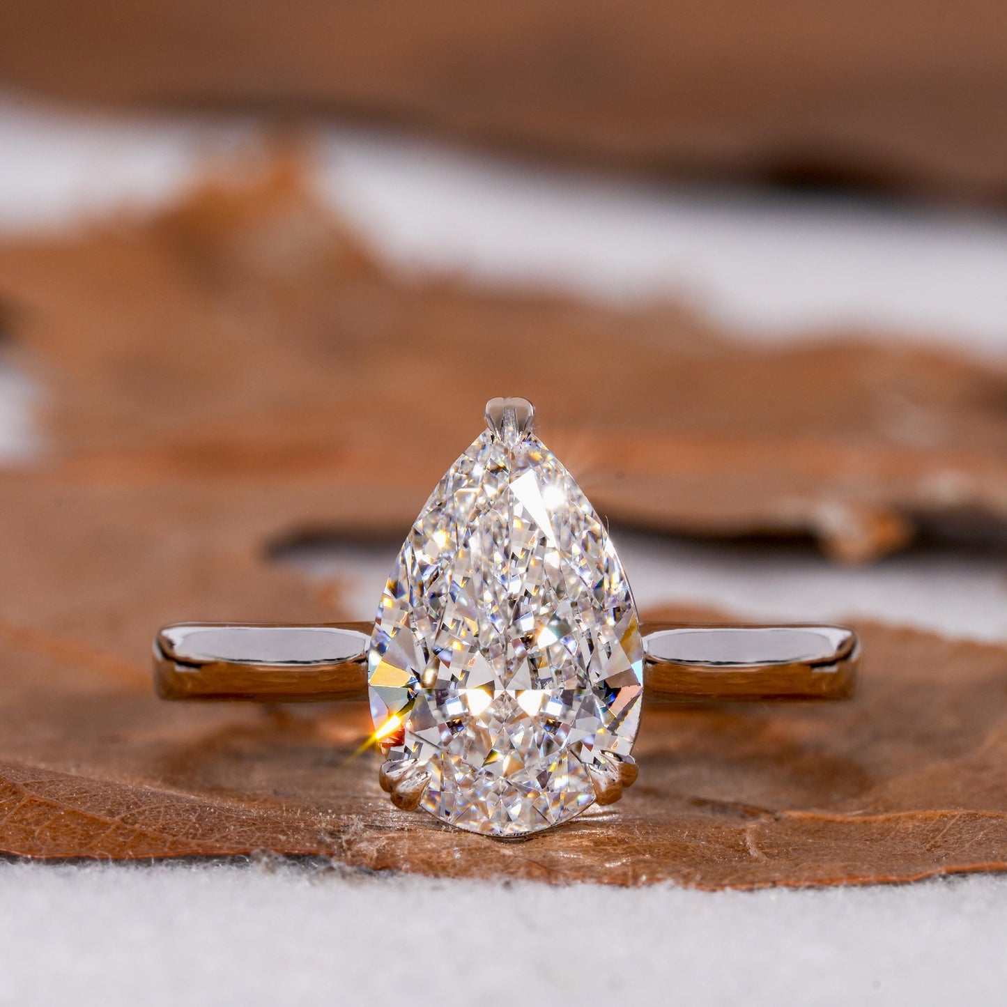 IGI Certified Pear Cut Lab Grown Diamond Solitaire Engagement Ring