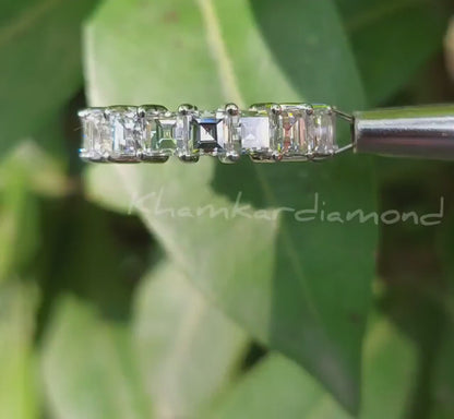 Carre Cut Lab Diamond Eternity Band in 14K White Gold