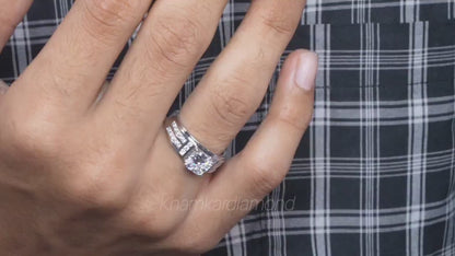 1.50 TCW Cushion Lab Diamond Men's Ring – 950 Platinum Engraved Band