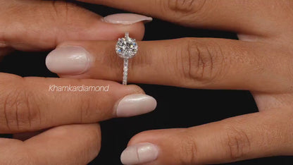 1CT Round Lab Diamond Hidden Halo Wedding Ring