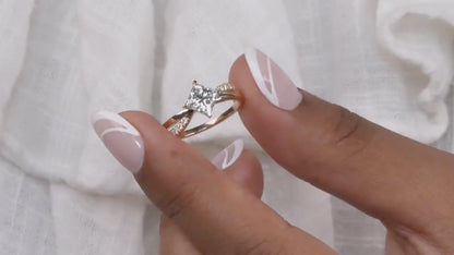 1CT Princess Lab Diamond Twisted Wedding Ring
