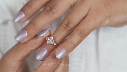 Marquise Lab Diamond Engagement Ring – 1 CT 7 Stone Cluster