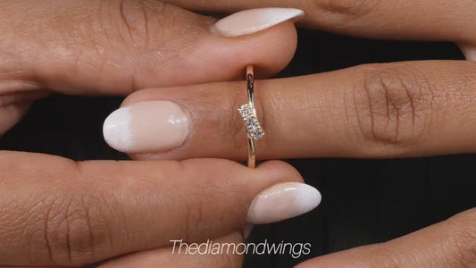 Tiny Lab Grown Diamond Three Stone Engagement Ring for Her