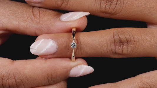 Round Lab Diamond Solitaire Ring-14K Gold